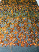 Luxury Feather Sequins - Champagne - 4 Way Stretch Glamorous Shine Fringe Feather Sequins Fabric