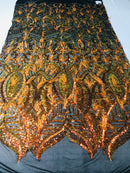 Luxury Feather Sequins - Champagne - 4 Way Stretch Glamorous Shine Fringe Feather Sequins Fabric