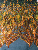 Luxury Feather Sequins - Champagne - 4 Way Stretch Glamorous Shine Fringe Feather Sequins Fabric