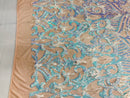 Luxury Feather Sequins - Iridescent Aqua - 4 Way Stretch Glamorous Fringe Feather Sequins Fabric