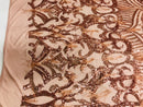 Luxury Feather Sequins - Rose Gold - 4 Way Stretch Glamorous Shine Fringe Feather Sequins Fabric