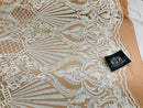 Glam Pattern Sequins - Nude White Mesh - 4 Way Stretch Colorful Designer Net Sequins Fabrics