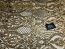 Glam Pattern Sequins - Gold - 4 Way Stretch Colorful Designer Net Sequins Fabrics