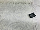 Glam Pattern Sequins - White White - 4 Way Stretch Colorful Designer Net Sequins Fabrics