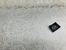Glam Pattern Sequins - White White - 4 Way Stretch Colorful Designer Net Sequins Fabrics