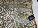 Geometric Pattern Sequins - Gold - 4 Way Stretch Colorful Shine Designer Sequins