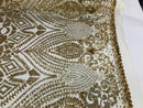 Geometric Pattern Sequins - Gold - 4 Way Stretch Colorful Shine Designer Sequins