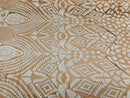 Geometric Pattern Sequins - White Nude Mesh - 4 Way Stretch Colorful Shine Designer Sequins