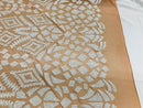Geometric Pattern Sequins - White Nude Mesh - 4 Way Stretch Colorful Shine Designer Sequins