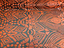 Geometric Pattern Sequins - Neon Orange - 4 Way Stretch Colorful Shine Designer Sequins