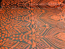 Geometric Pattern Sequins - Neon Orange - 4 Way Stretch Colorful Shine Designer Sequins