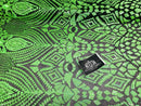 Geometric Pattern Sequins - Neon Green - 4 Way Stretch Colorful Shine Designer Sequins