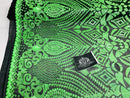 Geometric Pattern Sequins - Neon Green - 4 Way Stretch Colorful Shine Designer Sequins