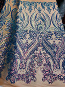 Holographic Sequins - Purple - 4 Way Stretch Glam Shine Iridescent Color Sequins Fabric