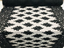 Black - Hand Beaded Embroidered Flower Pattern Bridal Wedding Lace Fabric Sold by The Yard
