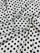 Polka Dot Satin Fabric - Black on White - 3/4" Inch Super Soft Silky Satin Polka Dot Fabric Sold By Yard