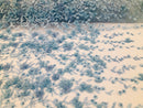 Flower 3D Fabric - Baby Blue - Embroided Fabric Flower Pearls and Leaf Decor Sold by The Yard