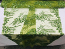 Beaded - Olive - Elegant Small Flower Pattern Design Sequins Fabric with Beads Sold By The Yard