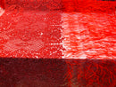 Beaded Feather Fabric - Red - Embroidered Luxury Mesh Lace Beads and Feathers By The Yard