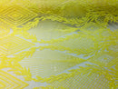 4 Way Stretch - Yellow - Geometric Design Sequins On Mesh Beautiful Fashion Fabrics Sold By Yard