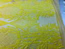 4 Way Stretch - Yellow - Geometric Design Sequins On Mesh Beautiful Fashion Fabrics Sold By Yard