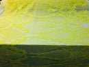 4 Way Stretch - Yellow - Geometric Design Sequins On Mesh Beautiful Fashion Fabrics Sold By Yard
