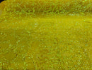 Hologram Yellow - 4 Way Stretch Embroidered Royalty Sequins Design Fabric By Yard