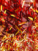 Sword Design - Orange - Iridescent Sequins Fabric Embroidery On A Mesh For Sold By The Yard