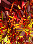 Sword Design - Orange - Iridescent Sequins Fabric Embroidery On A Mesh For Sold By The Yard