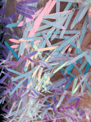 Sword Design - Unicorn - Iridescent Sequins Fabric Embroidery On A Mesh For Sold By The Yard