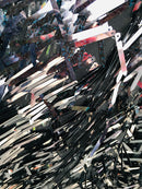 Sword Design - Black Holographic - Sequins Fabric Embroidery On A Mesh For Sold By The Yard