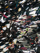 Sword Design - Black Holographic - Sequins Fabric Embroidery On A Mesh For Sold By The Yard