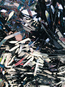 Sword Design - Black Holographic - Sequins Fabric Embroidery On A Mesh For Sold By The Yard