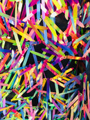 Sword Design - Rainbow - Iridescent Sequins Fabric Embroidery On A Mesh For Sold By The Yard