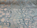 Hologram Silver Nude - 4 Way Stretch Embroidered Royalty Sequins Fancy Design Fabric By Yard