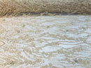 Beaded Fabric - Champagne - Embroidered Flower Line Mesh Lace Fabric with Beads Sold By The Yard