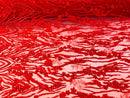 Beaded Fabric - Red - Embroidered Flower Line Mesh Lace Fabric with Beads Sold By The Yard