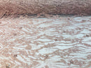 Beaded Fabric - Blush - Embroidered Flower Line Mesh Lace Fabric with Beads Sold By The Yard
