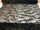 Beaded Fabric - Black - Embroidered Flower Line Mesh Lace Fabric with Beads Sold By The Yard