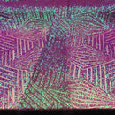 2 Way Stretch - Lilac - Geometric Design Sequins On Mesh Elegant Fabrics Sold By Yard