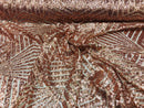 2 Way Stretch - Rose Gold - Geometric Design Sequins On Mesh Elegant Fabrics Sold By Yard