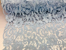 Guipure Lace Fabric - Baby Blue  - Embroidered Bridal Wedding Dress Design Sold By The Yard