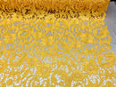 Guipure Lace Fabric - Yellow  - Embroidered Bridal Wedding Dress Design Sold By The Yard