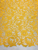 Guipure Lace Fabric - Yellow  - Embroidered Bridal Wedding Dress Design Sold By The Yard