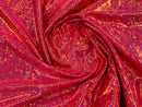 Polka Dot Foil Fabric - Red - Iridescent Polka Dot Design on Spandex Fabric