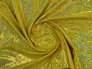 Polka Dot Foil Fabric - Yellow - Iridescent Polka Dot Design on Spandex Fabric