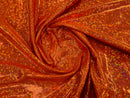 Polka Dot Foil Fabric - Orange - Iridescent Polka Dot Design on Spandex Fabric
