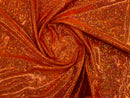 Polka Dot Foil Fabric - Orange - Iridescent Polka Dot Design on Spandex Fabric