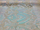 Two Tone 4 Way Stretch - Iridescent White - Tribal Pattern Design Sequins Mesh Fabric Sold By Yard