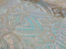 Two Tone 4 Way Stretch - Iridescent White - Tribal Pattern Design Sequins Mesh Fabric Sold By Yard
